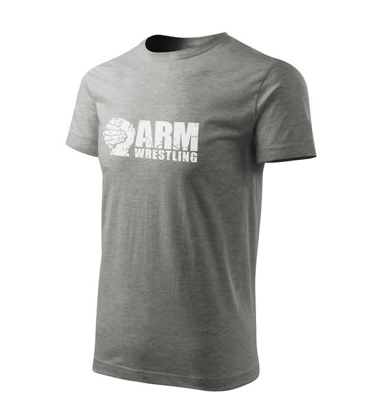 “Armwrestling Grip Logo” Heather Grey Cotton Tee