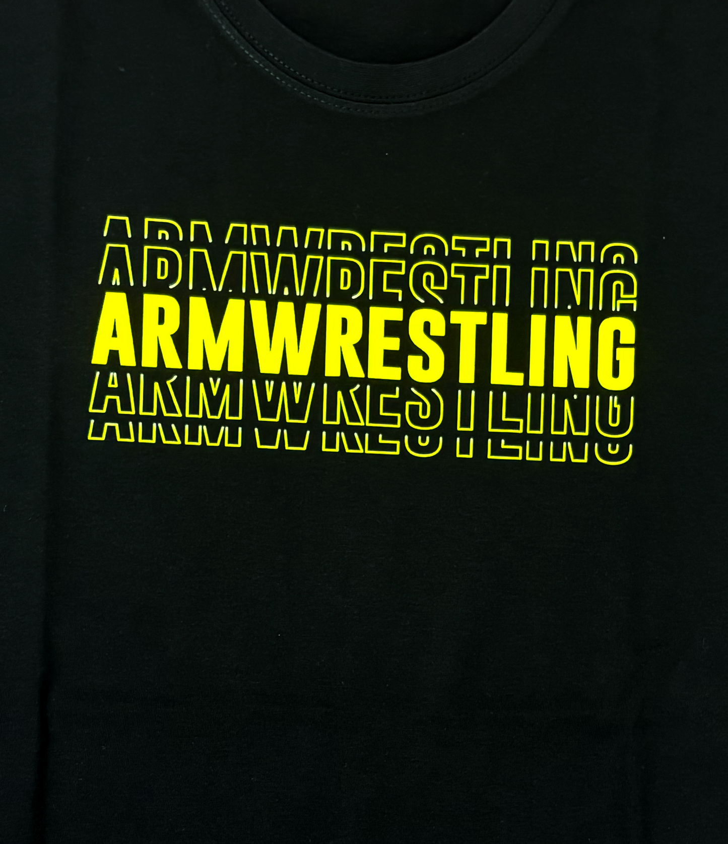 T-shirt with Armwrestling text in yellow #1 - COTTON
