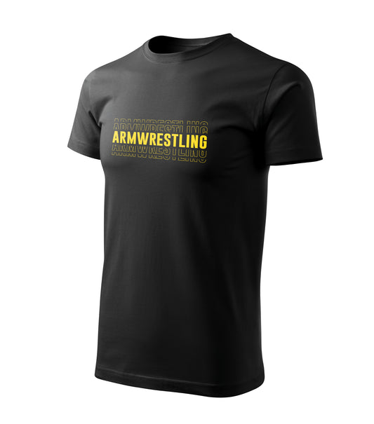 T-shirt with Armwrestling text in yellow #1 - COTTON