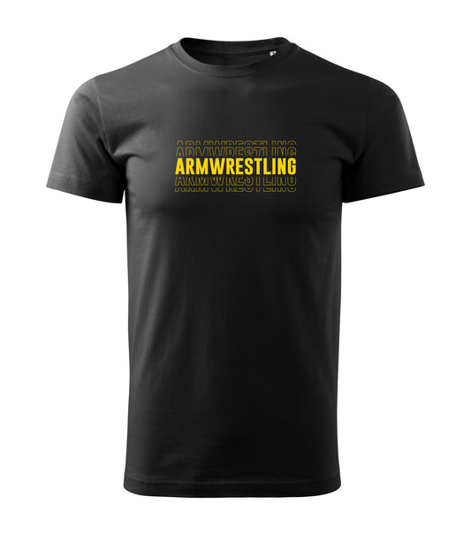 T-shirt with Armwrestling text in yellow #1 - COTTON