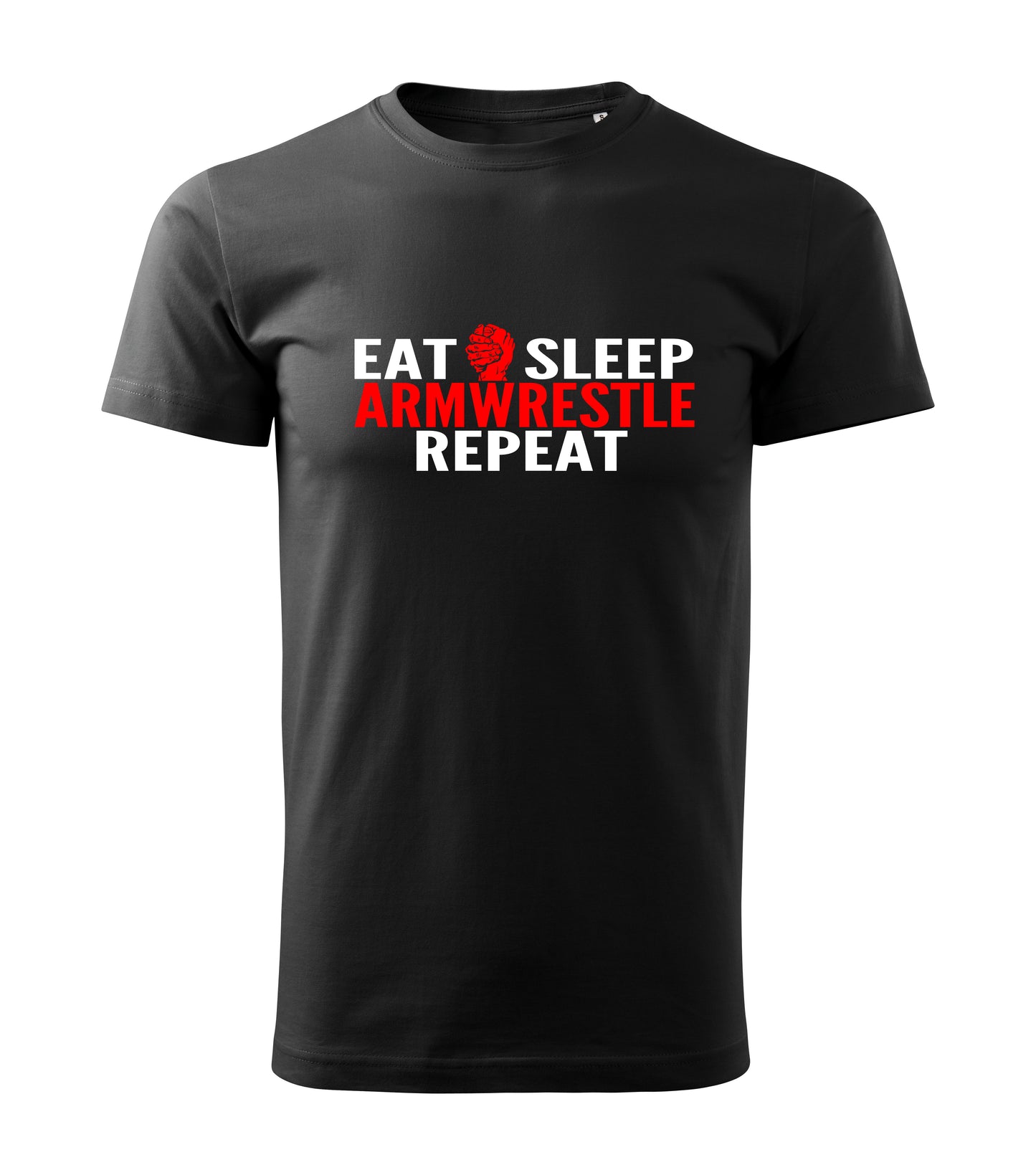“Eat Sleep Armwrestle Repeat” Black Cotton Tee