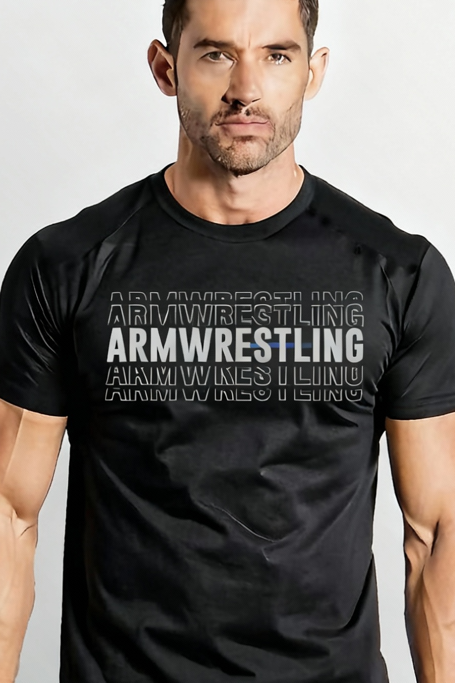 T-shirt with Armwrestling text in Grey #1 - COTTON