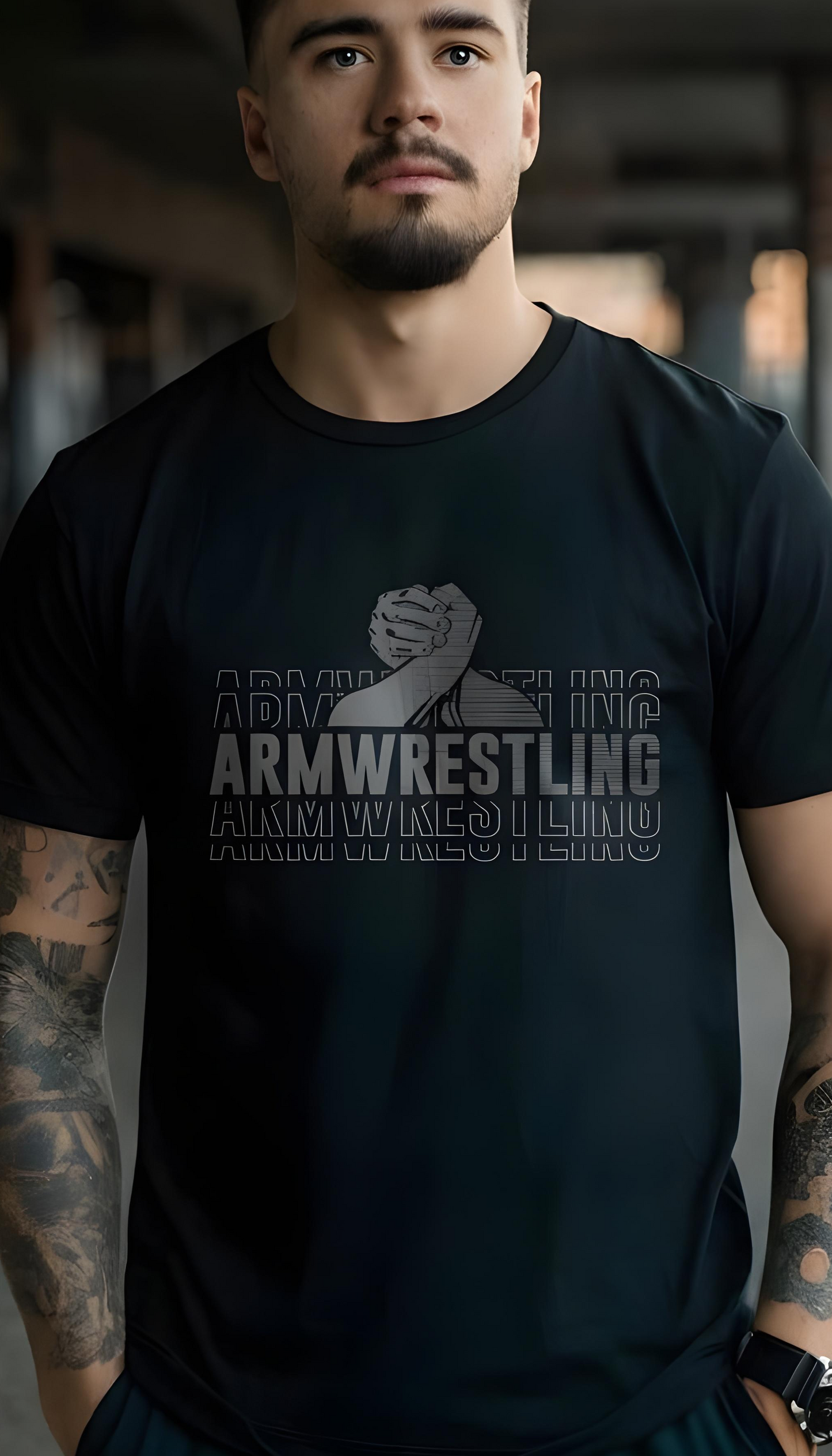 T-shirt with Armwrestling logo #2 - COTTON