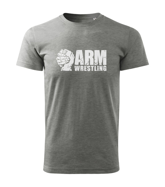 “Armwrestling Grip Logo” Heather Grey Cotton Tee